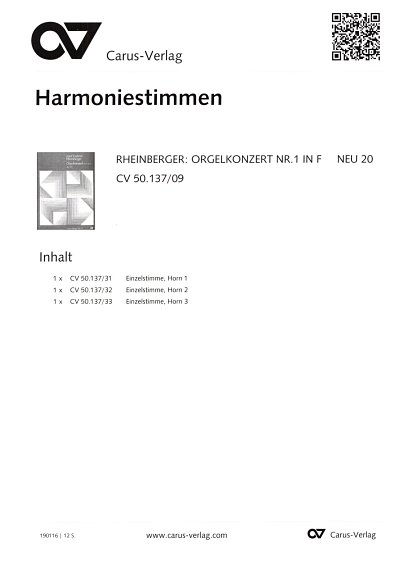 J. Rheinberger: Orgelkonzert Nr. 1 in F op. 13, Sinfo (HARM)