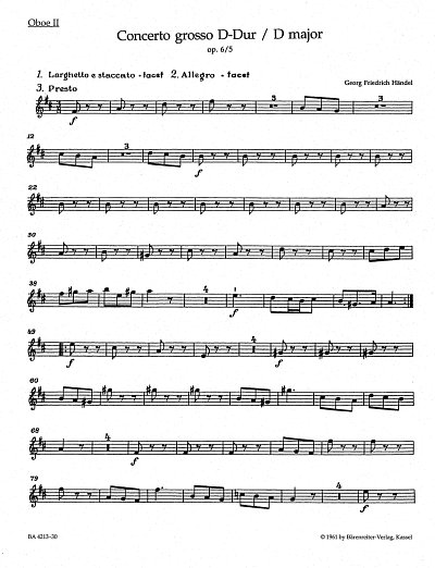 G.F. Händel: Concerto grosso D-Dur op. 6/5 HWV 323