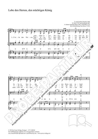 DL: J.S. Bach: Lobe den Herren, den mächtigen K, GchKlav (Pa
