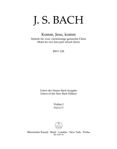 J.S. Bach: Komm, Jesu, komm BWV 229, 2Gch;Instr (Vl1)