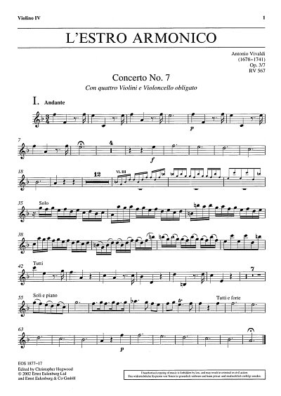 A. Vivaldi: Concerto F-Dur L'Estro Armonico op, StroBc (Vl4)