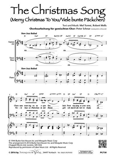 M. Tormé, Robert Wells The Christmas Song (dreistimmig)