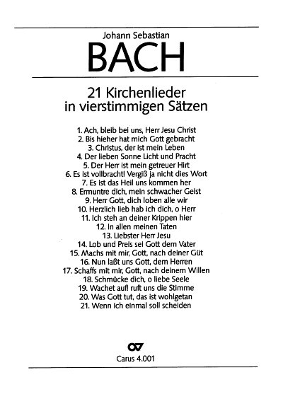 J.S. Bach: Bach-Choralsaetze, 21 Kirchenlieder in vierstimmi