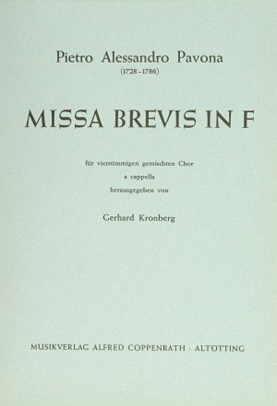 Pavona Pietro Alessandro: Missa Brevis In F