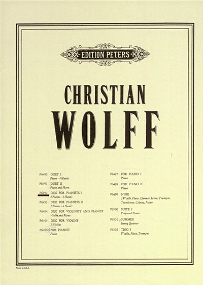 C. Wolff: Duo for Pianists Nr. 1