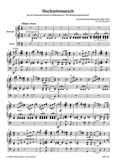 DL: F. Mendelssohn Bartholdy: Hochzeitsmarsch aus der Schaus