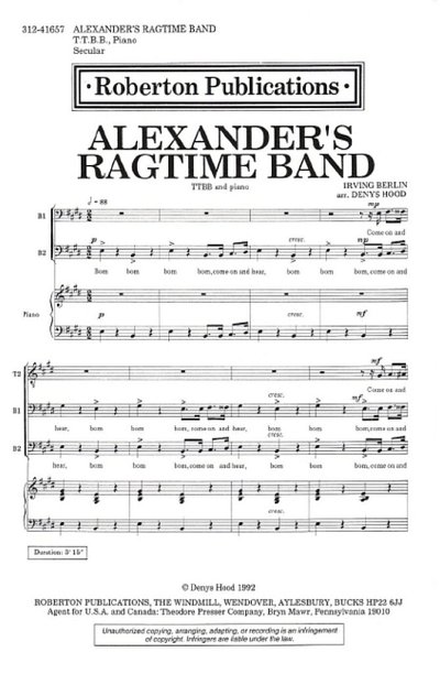 B. Irving: Alexander's Ragtime Band, Mch4Klav (Chpa)