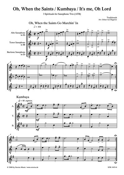 DL: 3 Spirituals for Saxophone Trio / Oh, When the Saints / 