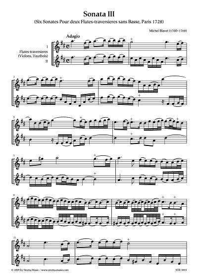 DL: M. Blavet: Sonata III aus: Six Sonates Pour deux Flutes-