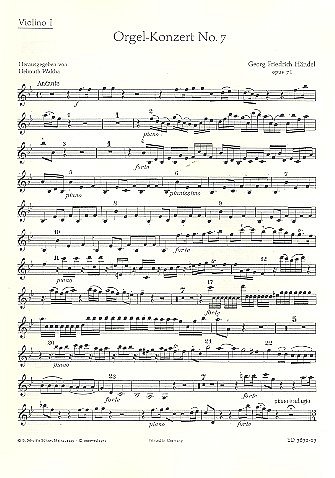 G.F. Haendel: Orgel-Konzert Nr. 7 B-Dur Vl.I