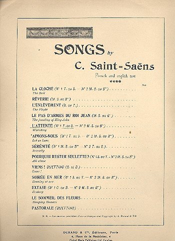 C. Saint-Saëns: L'Attente Voix Elevees-Piano, GesKlav