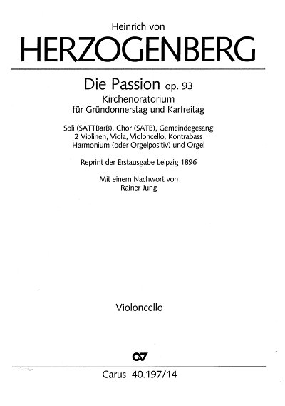 Herzogenberg, Heinrich von: Die Passion op. 93; Oratorium fu