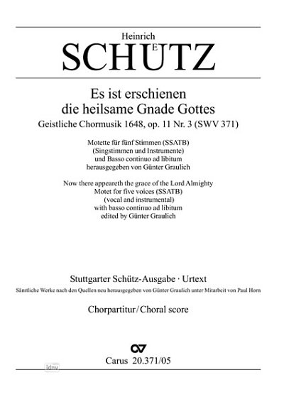 H. Schütz: Es ist erschienen die heilsame Gnade SWV 371 (1648)