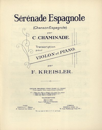 C. Chaminade: Sérénade Espagnole, VlKlav (KlavpaSt)
