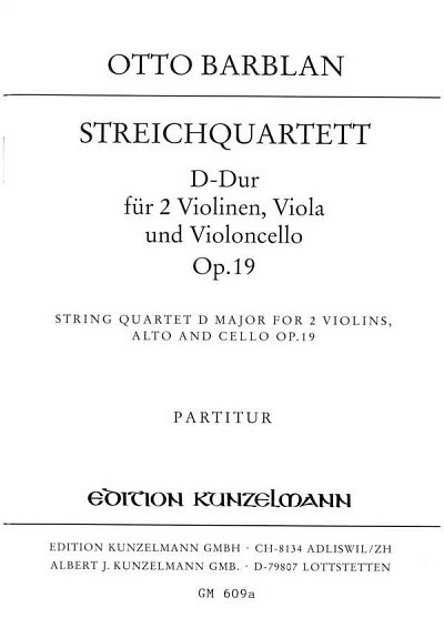 O. Barblan: Streichquartett D-Dur op. 19, 2VlVaVc (Stp)