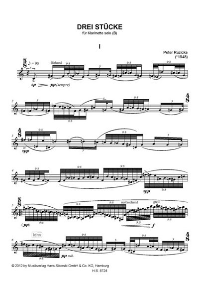 P. Ruzicka: 3 Stücke für Klarinette solo