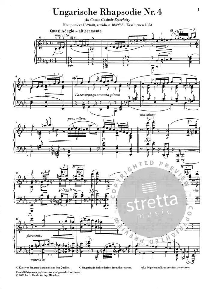 F. Liszt: Ungarische Rhapsodie Nr. 4, Klav (1)