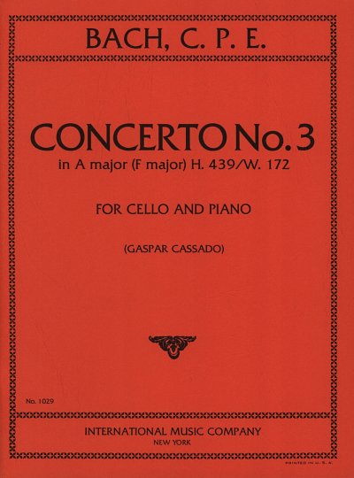 C.P.E. Bach: Concerto N. 3 La (Cassado')