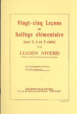 L. Niverd: 25 Lecons Solfege Sans Piano (3-4-5 Cles  (Bu)