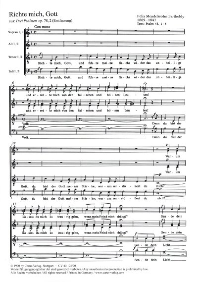 F. Mendelssohn Barth: Richte mich, Gott (Psalm, GCh8 (Part.)