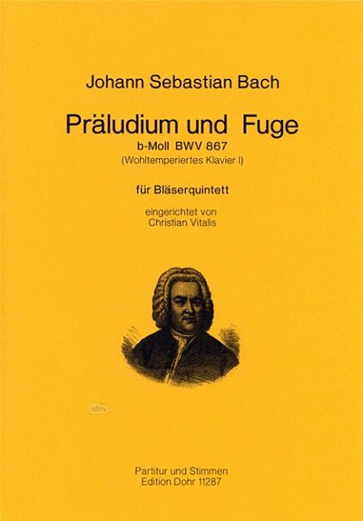 J.S. Bach: Präludium und Fuge b-Moll BWV, FlObKlHrFg (Pa+St)