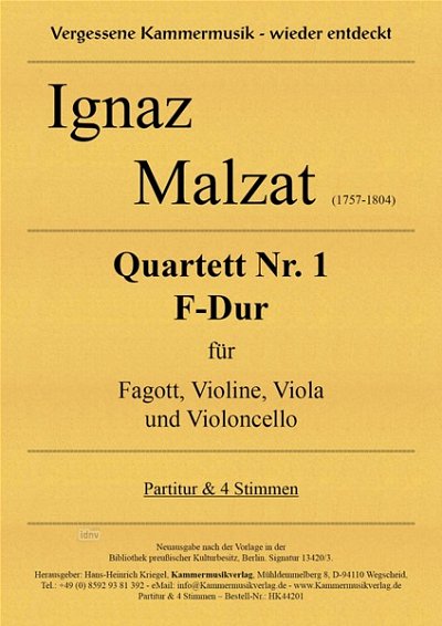 H. Kriegel: Quartett Nr. 1 F-Dur, FgVlVaVlc (Pa4Sti)