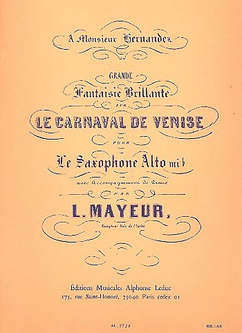 A. Mayeur: Le Carnaval de Venise, Fantaisi, ASaxKlav (Part.)