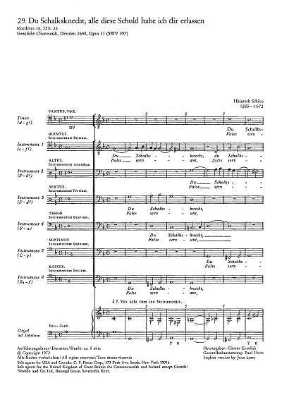 H. Schuetz: Du Schalksknecht SWV 397 (op. 11 Nr. 29); aus: G