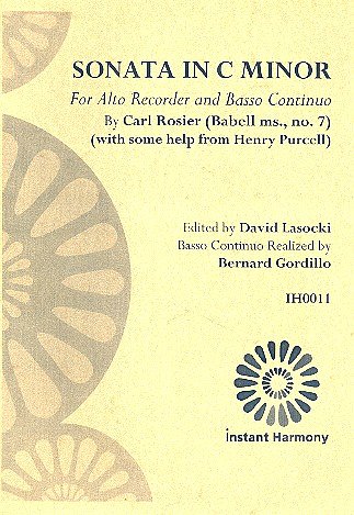 Rosier Carl De: Sonate 2 C-Moll Instant Harmony