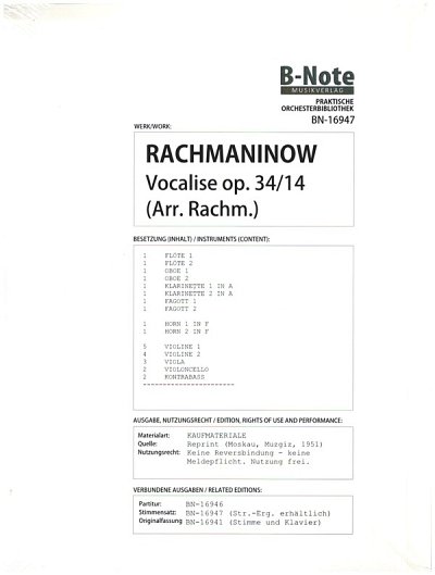 S. Rachmaninow: Vocalise für Singstimme un, GesOrch (Stsatz)