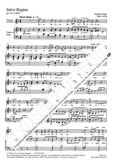 DL: G. Fauré: Ave Maria; Salve Regina (Part.)