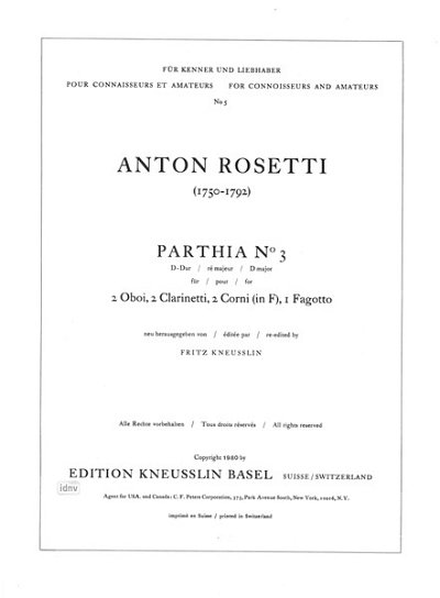A. Rosetti: Parthia Nr. 3 D-Dur Murray B2 (Part.)