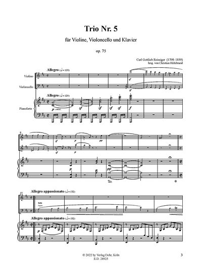 C.G. Reißiger: Klaviertrio D-Dur op. 75/5, VlVcKlv (Pa+St)
