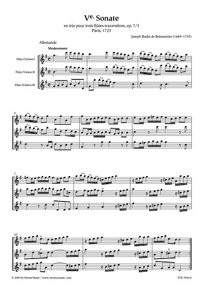 DL: J.B. de Boismortier: Triosonate Nr. 5 fuer 3 Floeten (Vi