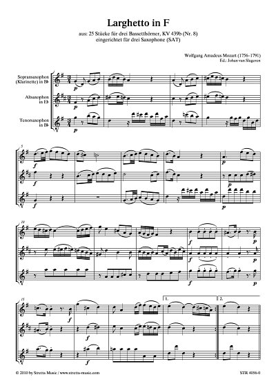 DL: W.A. Mozart: Larghetto in F aus: 25 Stuecke fuer drei Ba