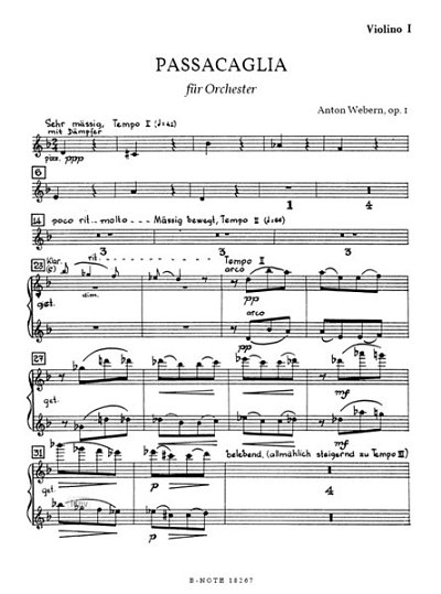 A. Webern: Passacaglia für Orchester op.1 (Stimmen)