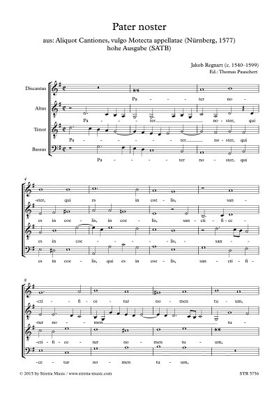 DL: J. Regnart: Pater noster, Gemischter Chor (SATB)