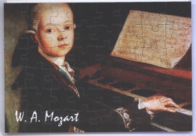 W.A. Mozart: Puzzle Postkarte