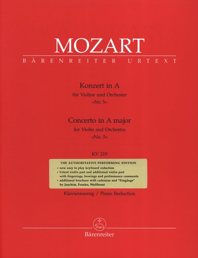 W.A. Mozart: Konzert Nr. 5 A-Dur KV 219, VlOrch (KASt)