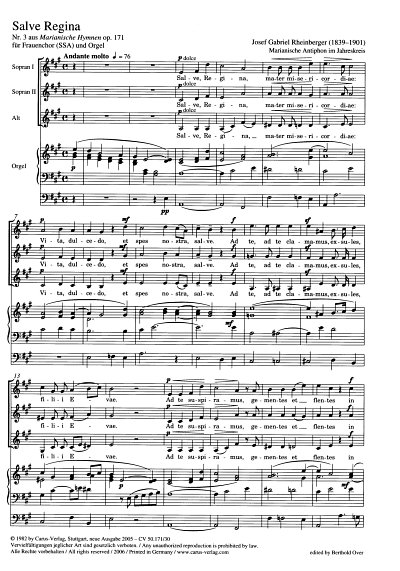 J. Rheinberger: Salve Regina op. 171 Nr. 3; aus: Sechs Maria