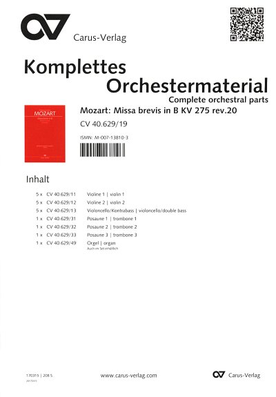 W.A. Mozart: Missa brevis in B KV 275 (272b) (1777)