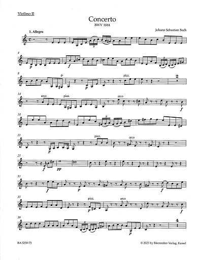 J.S. Bach: Konzert a-Moll BWV 1044, CmbFlVlStrBc (Vl2)