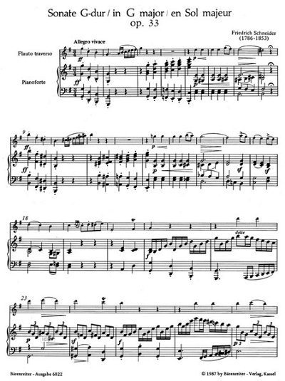 F. Schneider: Sonate für Flöte und Klavier G-Dur op. 33