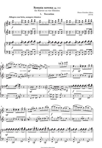 H. Allers: Sonata serena Klavier zu vier Händen op. 114 (2014)