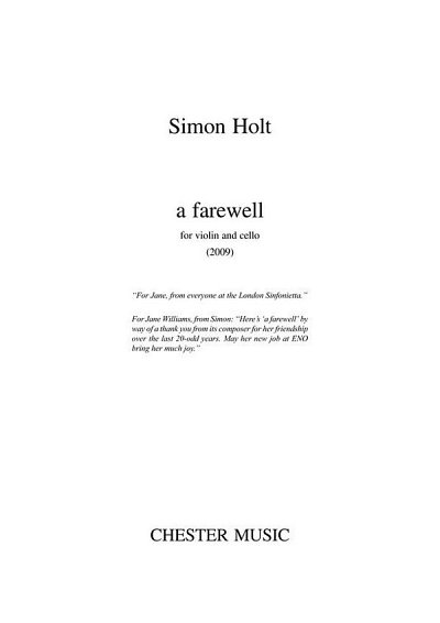 S. Holt: A Farewell