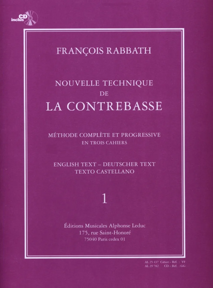 F. Rabbath: Neue Technik des Kontrabasses 1, Kb (+CD) (0)