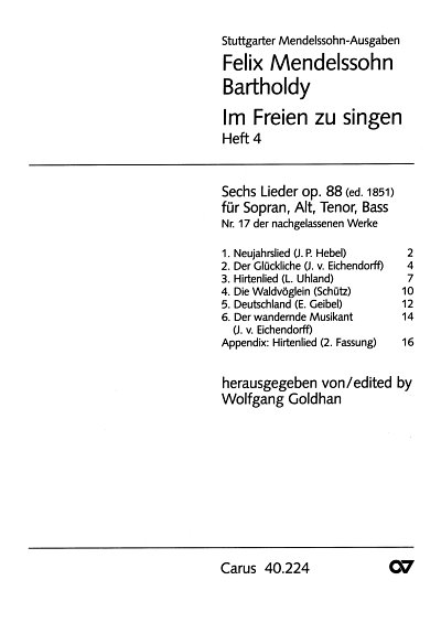 F. Mendelssohn Bartholdy: Sechs Lieder (Heft 4)
