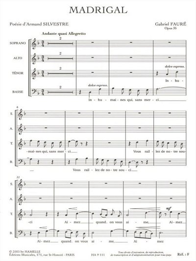 G. Fauré: Madrigal Op.35