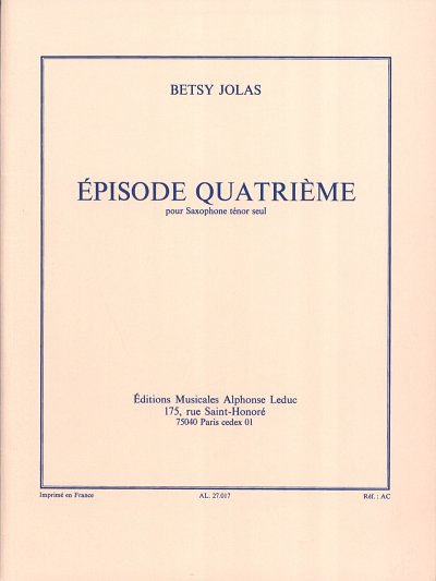 B. Jolas: Episode Quatrième (Bu)