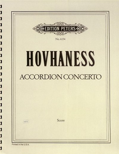 A. Hovhaness: Konzert für Akkordeon und Orchester op. 174